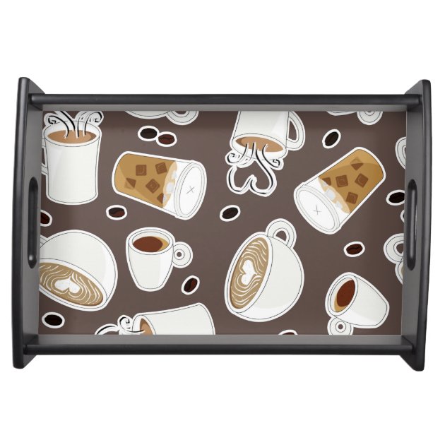 Coffee Lover Pattern Brown / Grey Serving Tray