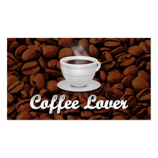 Coffee Lover, White Cup/Brown Beans Business Card (back side)