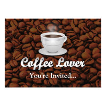 Coffee Lover, White Cup/Brown Beans Custom Announcement