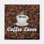 Coffee Lover, White Cup/Brown Beans Magnets