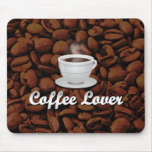 Coffee Lover, White Cup/Brown Beans Mousepad