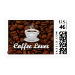 Coffee Lover, White Cup/Brown Beans Postage Stamp