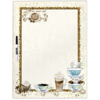 Coffee Lovers Family Message Board with Cups n Mug Dry-Erase Whiteboard