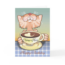 Coffee Loving Tabby blank card