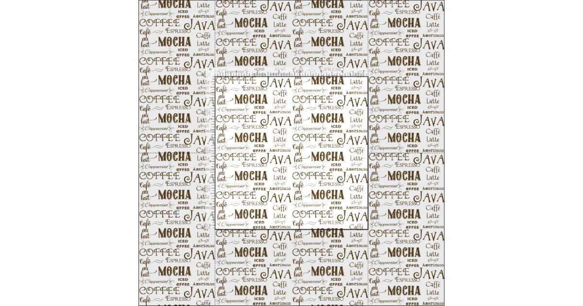 Coffee Mocha Espresso Cafe Latte Drink Names Fabric | Zazzle
