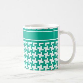 Coffee Mug, Emerald Green Dogtooth Check