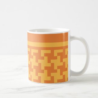 Coffee Mug, Orange Dogstooth Check