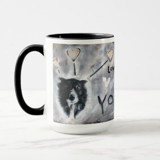 Coffee mug with border collie painting mug
