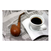 Coffee, newspaper, and a pipe posters