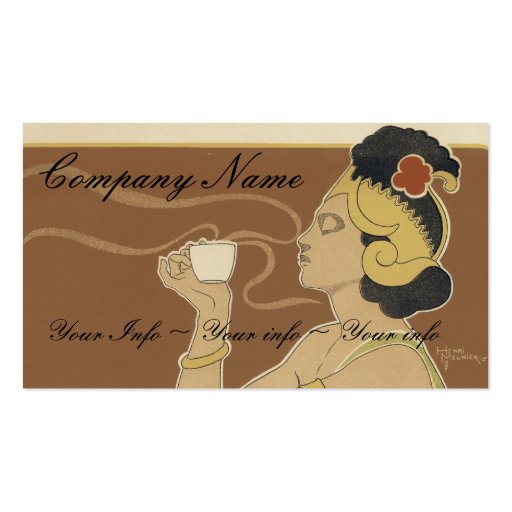 Coffee or Tea Business Cards - Art Nouveau (front side)