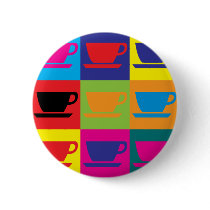 Coffee Pop Art Pinback Buttons