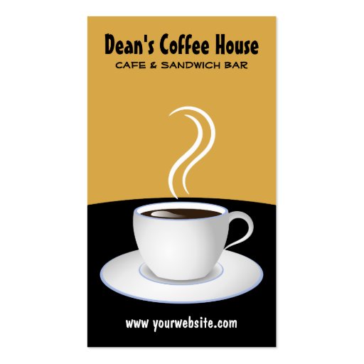 Coffee Shop Black and Beige Cafe Business Cards (front side)