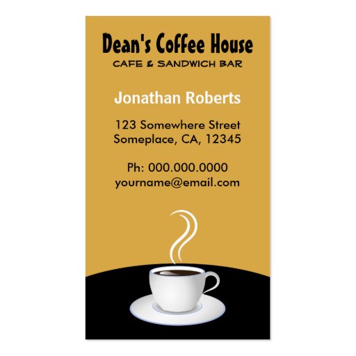 Coffee Shop Black and Beige Cafe Business Cards (back side)