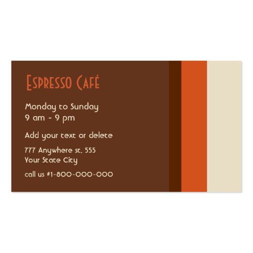 Coffee Shop Business Card (back side)