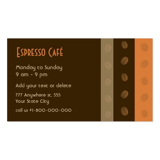 Coffee Shop Business Card (back side)