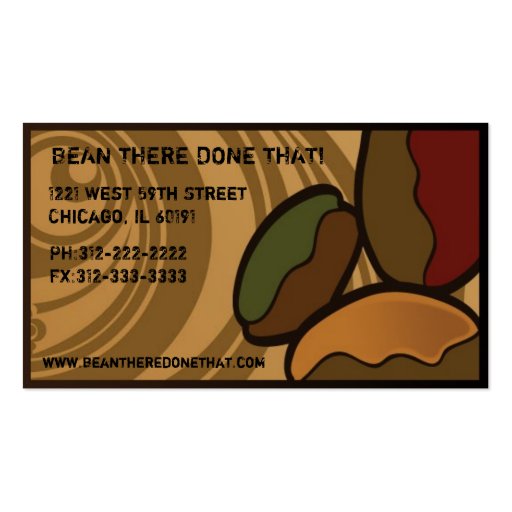 Coffee Shop Business Cards (back side)