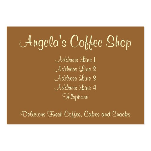 Coffee Shop/Cafe Business Card Templates (back side)