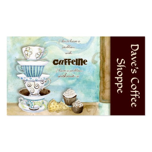 Coffee Shop Cappuccino, Espresso n Latte cards Business Card (front side)