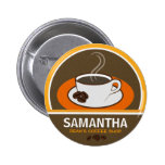 Coffee Shop Coffee Cup Cafe Staff ID Name Tags Pinback Button