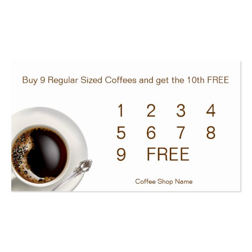 Coffee Shop Customer Loyalty Drink Cards Business Card (back side)