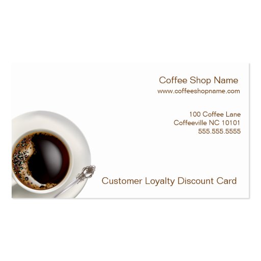 Coffee Shop Customer Loyalty Drink Cards Business Card (front side)