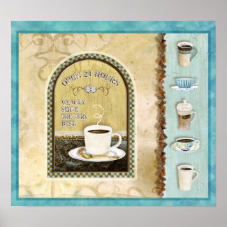 Coffee Shop Hours on Coffee Shop Open 24 Hours  Audrey Jeanne Roberts Print