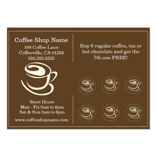 Coffee Shoppe Punch Cards Business Card Zazzle