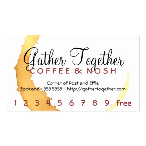 Coffee Stain Gather Punch / Loyalty Card Business Cards