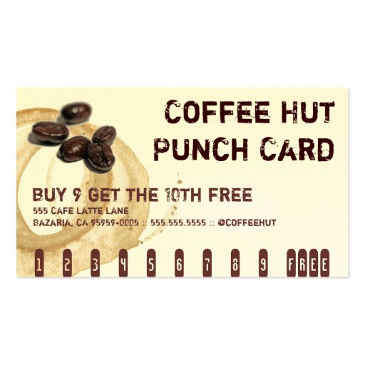Coffee Stain Logo Drink Punch Card Business Cards (front side)