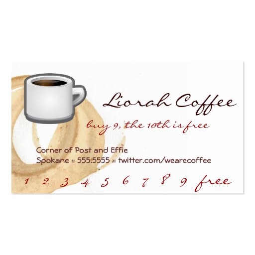 Coffee Stain Logo Drink Punch Liorah Business Card Template