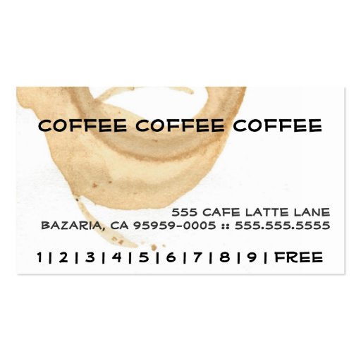 Coffee Stain Loyalty Punch Card Business Card Template (front side)