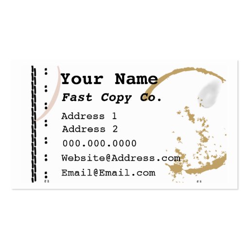 Coffee Stain Typewriter Grunge Business Cards (front side)