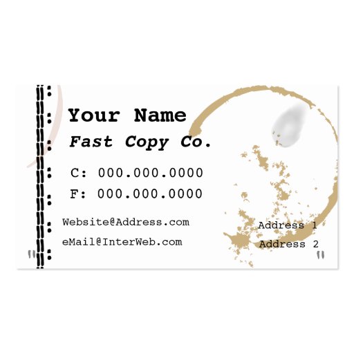 Coffee Stain Typewriter Grunge Business Cards (front side)