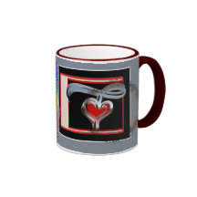 Coffee Stained Valentine, Red and Pink Swirl Heart Mugs