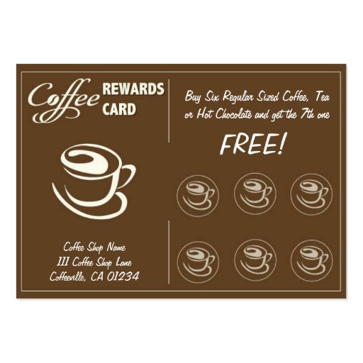 Coffee Store Punch Cards Business Card Templates (back side)