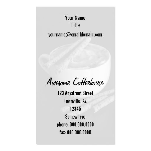 coffeehouse business card templates (back side)