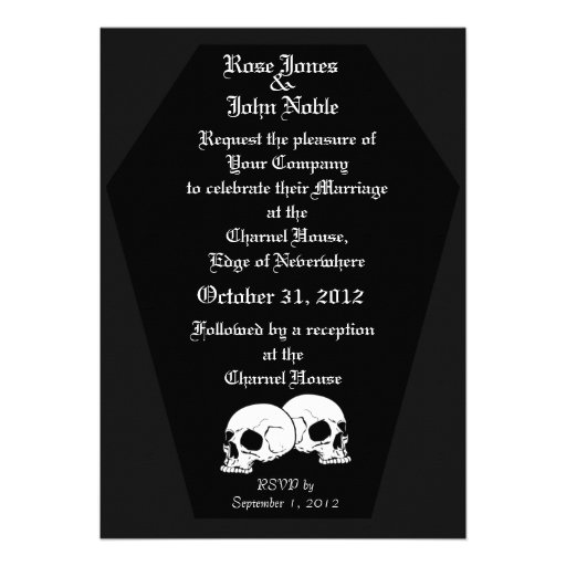 Coffin Ebony (Charcoal) Wedding Invitation