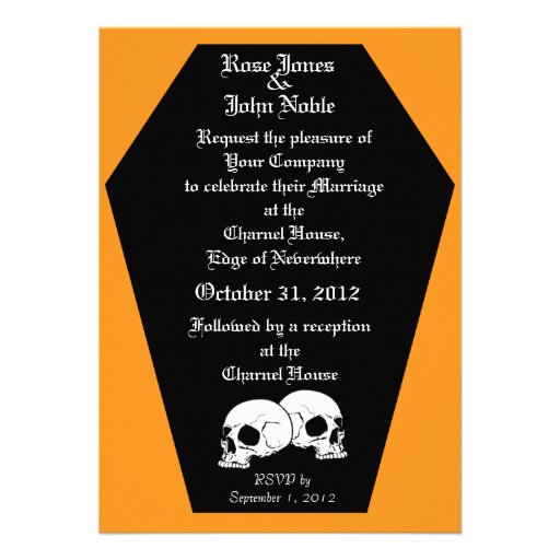 Coffin Ebony (Orange) Wedding Invitation