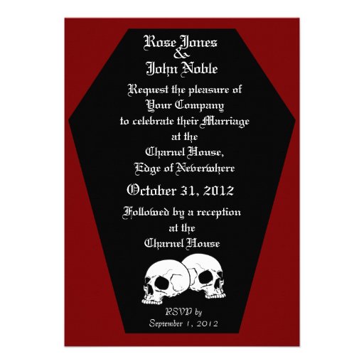 Coffin Ebony (Red) Wedding Invitation