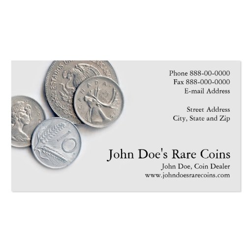 Coin Dealer Business Card (front side)