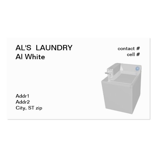 coin operated washing machine business card template (front side)