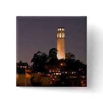 Coit Tower at Night Pinback Buttons