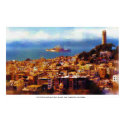 Coit Tower With View of Alcatraz Island posters by alienmerchant Coit Tower With View of Alcatraz Island posters