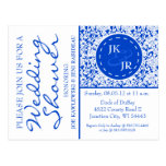 Colbalt Blue Flourish and Umbrella Bridal Shower Postcard