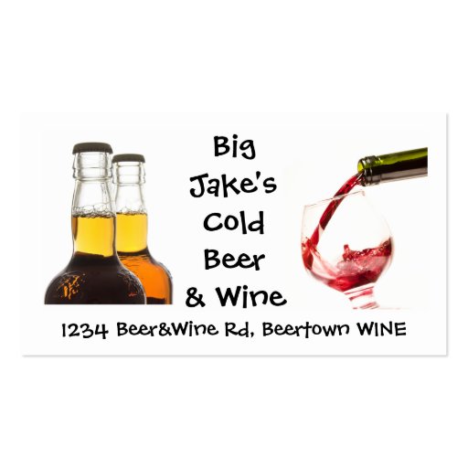 Cold Beer and Wine Liquor Store Business Card (front side)