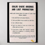 Colds Cause Absence And Lost Production Posters