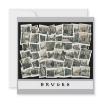 Collage Bruges in old postcards ca 1910 Personalized Invitations