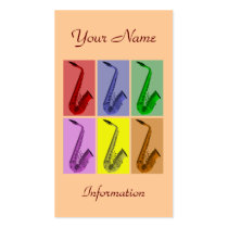Collage of Colorful Saxophones Business Card at Zazzle