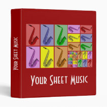 Collage of Colorful Saxophones Music Binder 1" at Zazzle