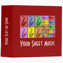 Collage of Colorful Saxophones Music Binder 2" at Zazzle